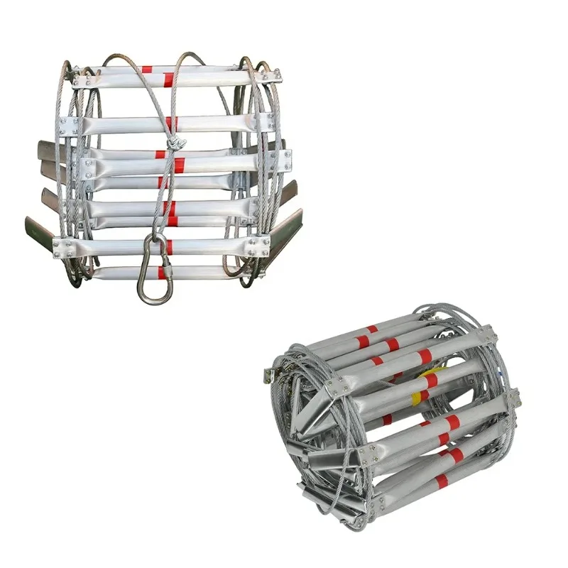 

10m 15m 20m 25m Folding Altitude Work Safety Aluminum Alloy Fireproof Steel Wire Rope Ladder for Self Climbing Truss
