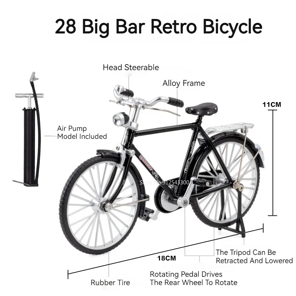 1:10 Retro 28 Big Bar Fahrradmodell Spielzeug Legierung Druckguss Gummireifen Nostalgische klassische Fahrzeugmodelle Skid Steering Geschenke für Kinder