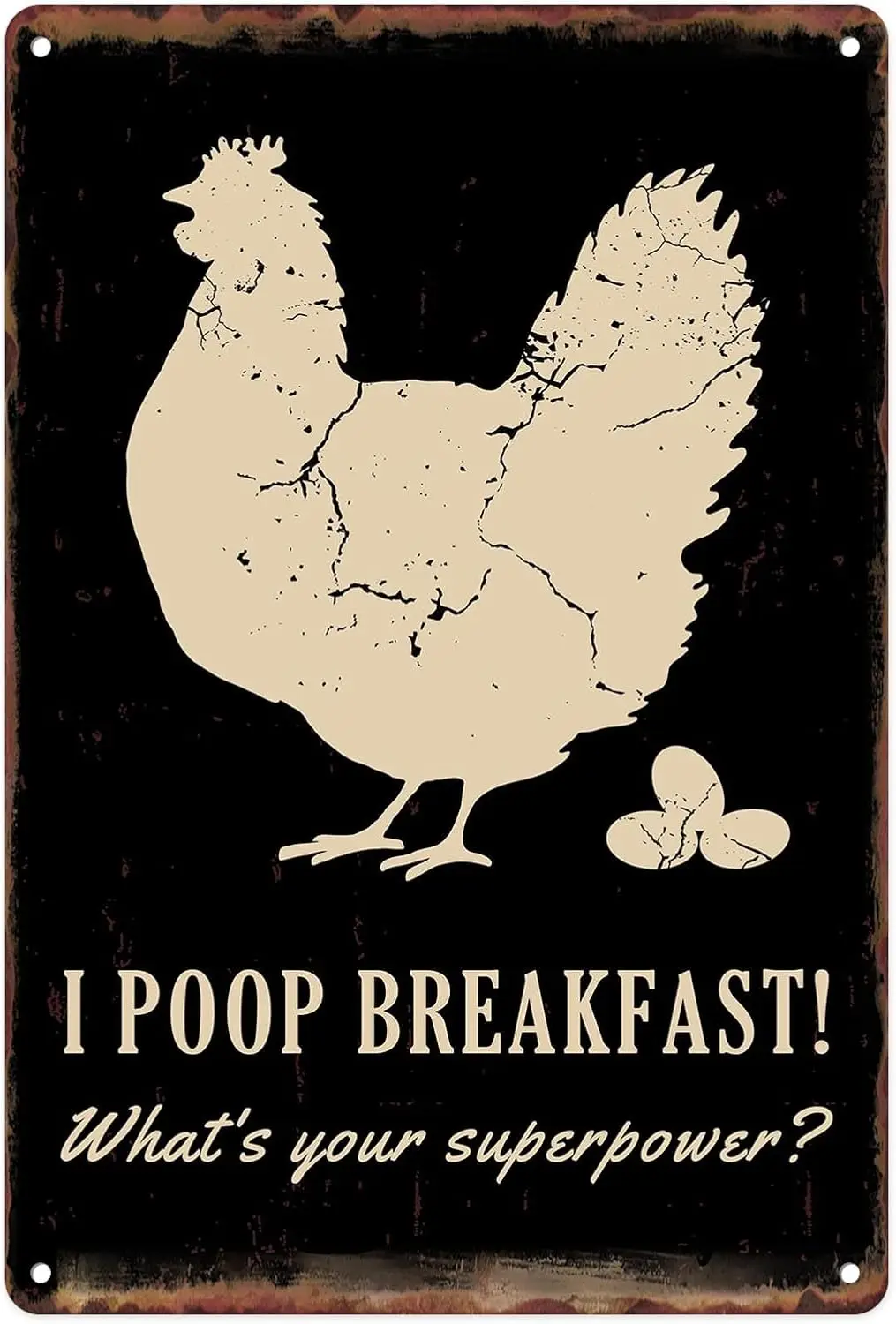 Metal Sign 8X12 Inch, My Poop Breakfast Vitage Tin Sign Wall Art Decor for Home Farmhouse Farm Decoration