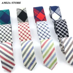 Corbatas a rayas a cuadros de algodón suave para hombres y mujeres, corbata de boda rosa y roja, accesorios de oficina de fiesta, trajes casuales, corbatas delgadas