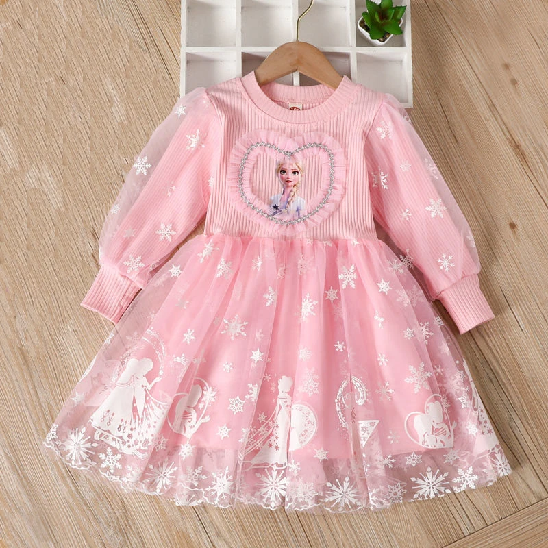 New Elsa Princess Dress Baby Girls Dress Spring Autumn Dress Long-sleeved For Children\'s Clothes Elsa Frozen Party Dress 2-8Y