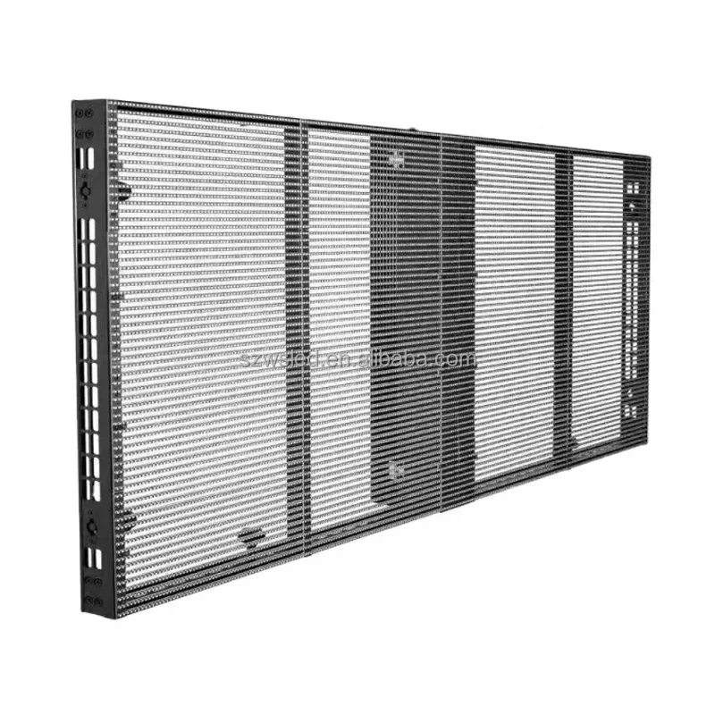 P3.9-7.8 P25 Slim Transparent Mesh LED Display Video Screen Indoor/Outdoor Led Grille Curtain 3-Year 4500cd/m 100000 Hours