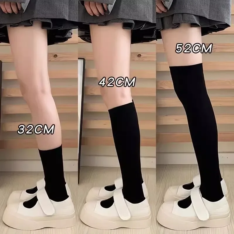 Solid Color Black White Long Socks Stockings JK Japan Style School Girls Thigh High Stockings Lolita Kawaii Cute Knee High Socks