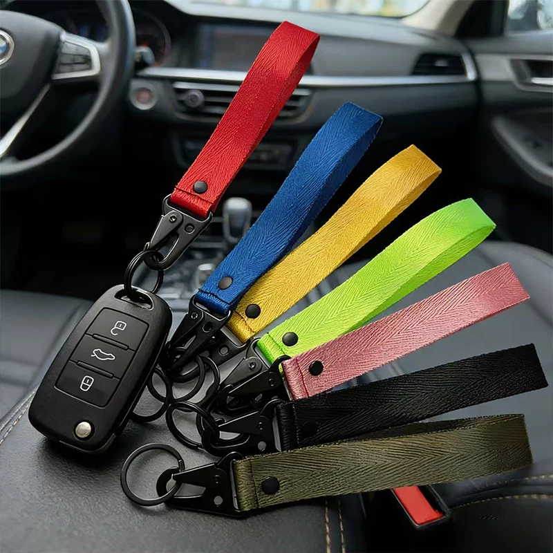 Car Wrist Cord Key Chain Motor Racing Webbing Wristlet Wrist Lanyard Keychain Paracord Cord Rope Camping Woven Hand Strap