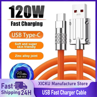 120W 6A Liquid Silicone Cable Quick Charge 1M USB Cable USB C Charger Cable for Huaweiamsung Xiaomi Super Fast Charge Type C S