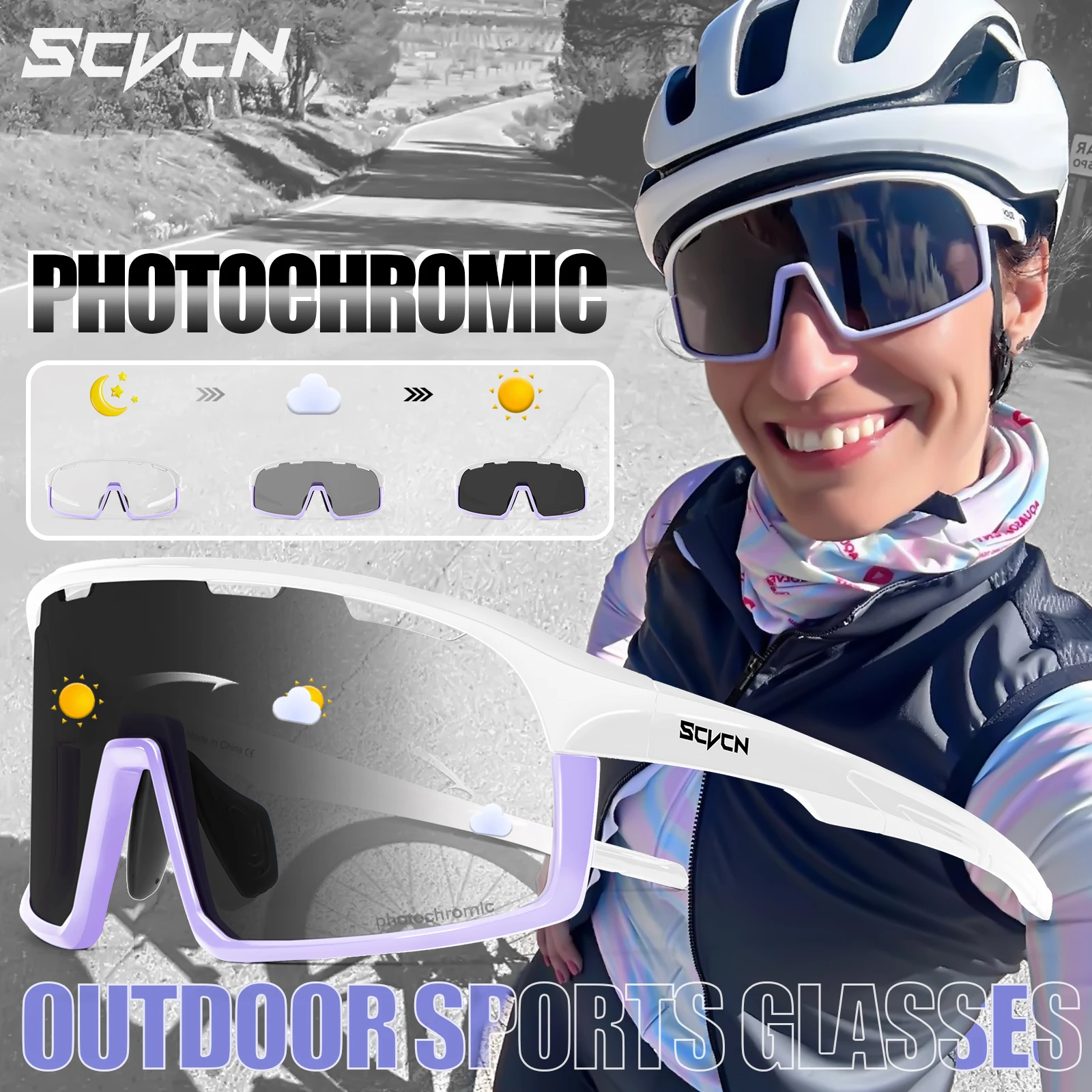 SCVCN Photochromic Cycling Sunglasses Cycling Glasses UV400 Bicycle Eyewear Sports MTB Outdoor Bike Goggles Sunglasses Eyepieces