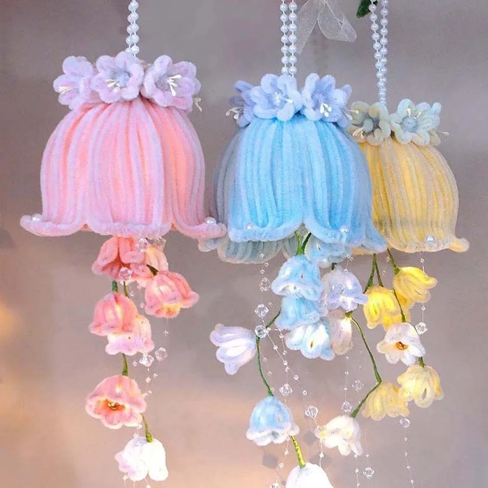 

Handmade Bellflower Lantern Glowing Twisted Stick Muguet Flower Lamp Eco-Friendly Easy-to-Make Handheld Light