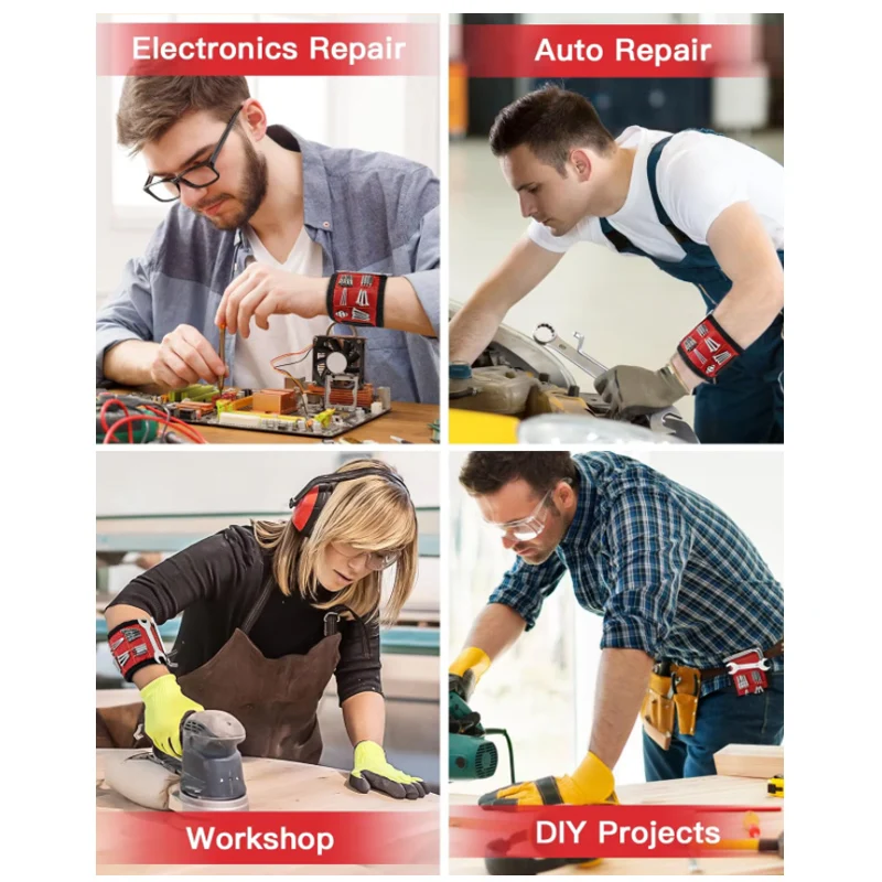 Magnetic Wristband Portable Tool Bag Electrician Wrist Tool Belt Screws Nails Drill Bits Holder Repair Tools