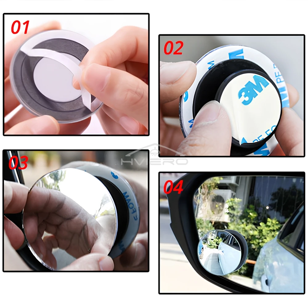 1X 360 Degree HD Blind Spot Mirror Adjustable Car Rearview Convex Reverse Wide Angle Vehicle Parking Rimless S Auto Accessories