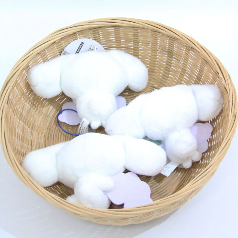 Sanrio-llaveros de Peluche de la serie Cinnamoroll Cloud para niños, llaveros colgantes de 9cm, juguetes de decoración para bolsos, llavero Kawaii, muñeca de Peluche, regalos encantadores