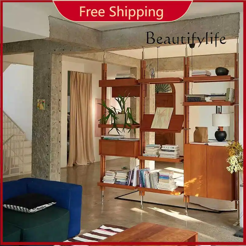 

X Pure Red Oak Non-punching Retro Wall Combination Shelf System Bookshelf TV Wall Hanging Indomitable Partition