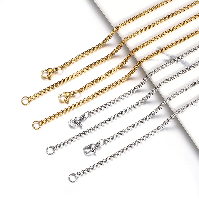 2/4 PCS 60CM/70CM 18K Gold platd Necklace Chains Stainless Steel Thin Chains For Men Jewelry Making DIY Necklace accessories