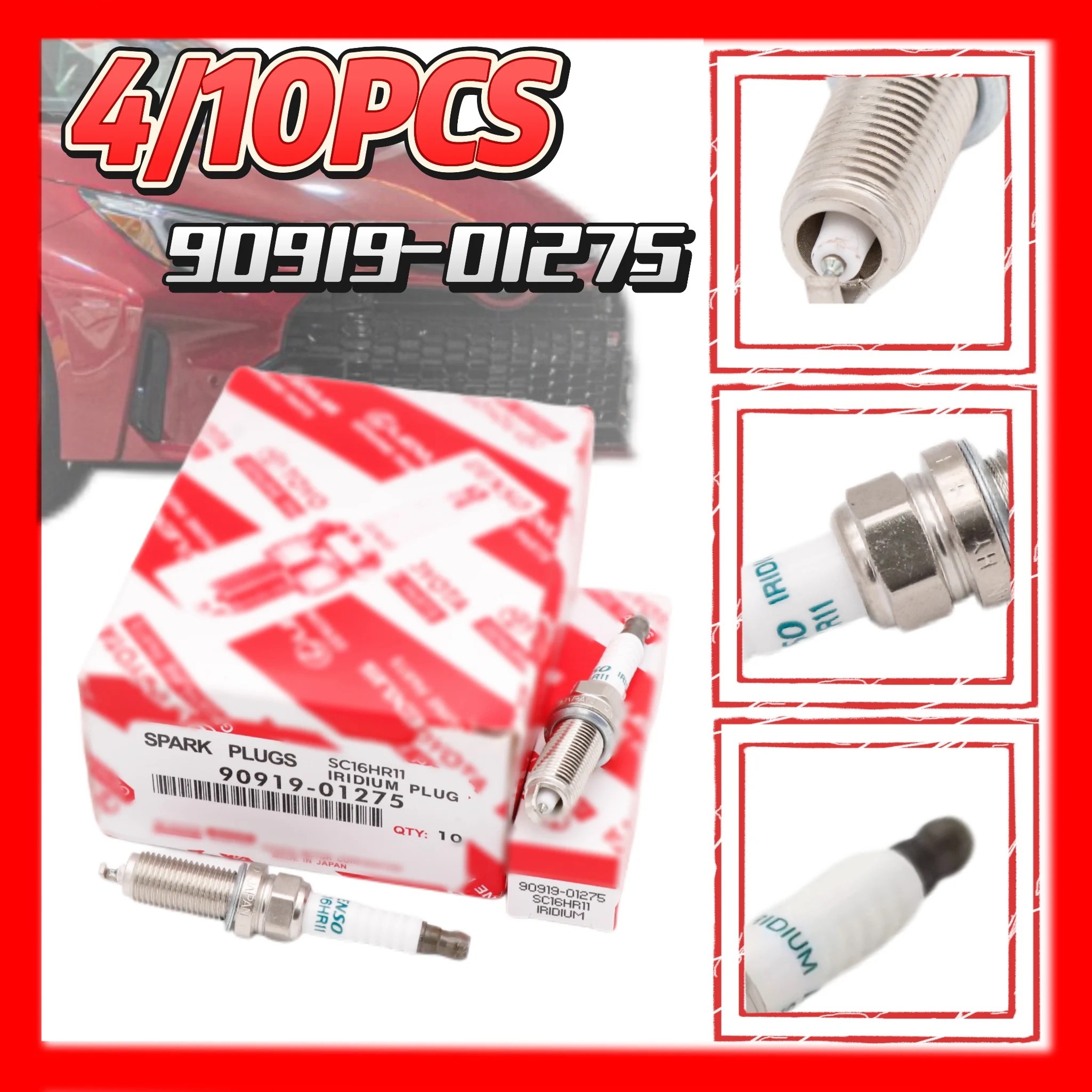 

4/10pcs 90919-01275 SC16HR11 Iridium Spark Plug For Toyota Corolla Prius Matrix Lexus Yaris 267700-8300 SC16HR-11 90919 01275