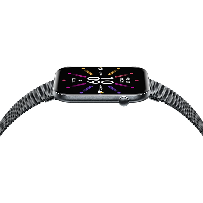 2025 hete ultradunne smartwatch KM 90 heren en dames, 6,9 mm dik 1,85 inch AMOLED-display BT-oproep douane gezicht fitnesshorloge