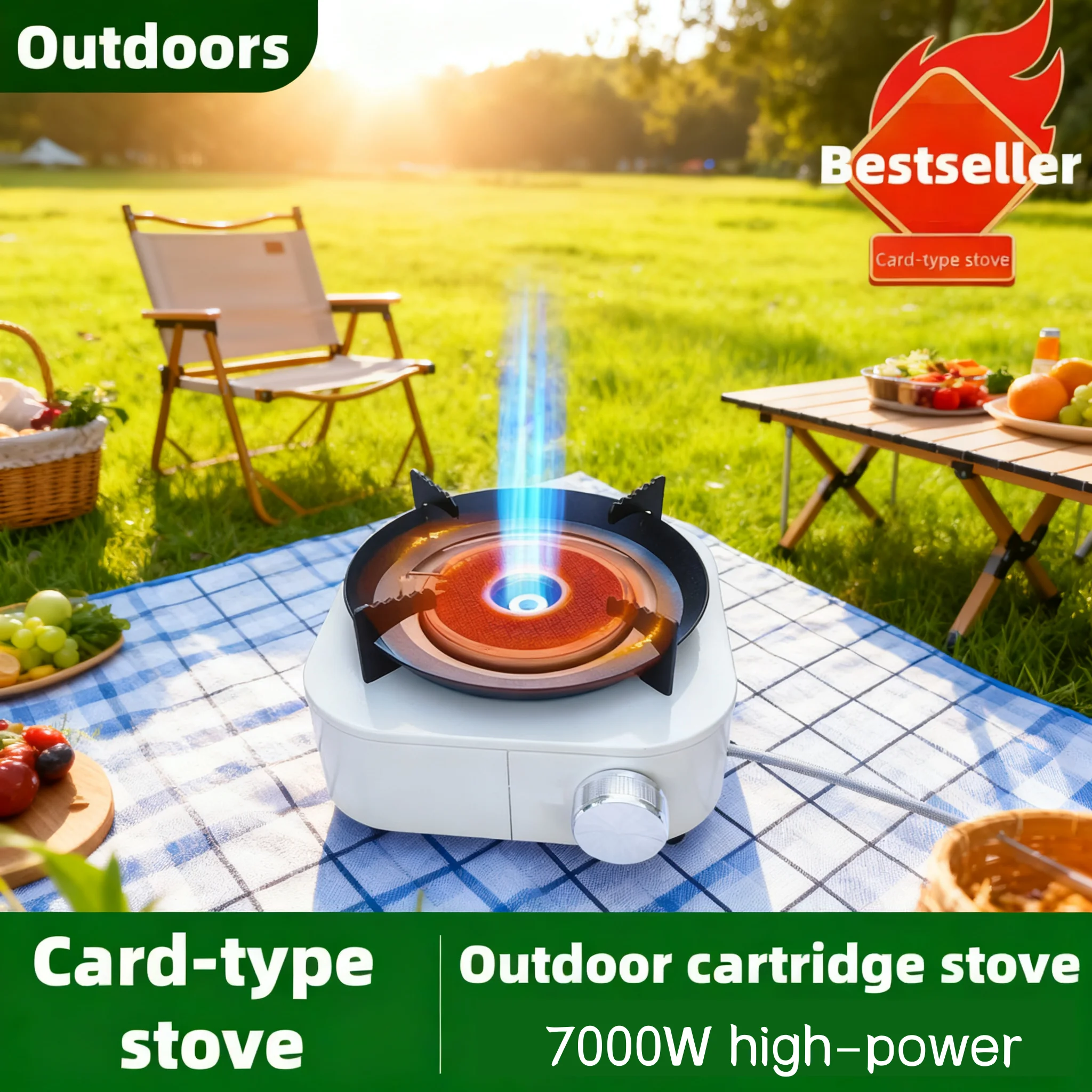 

Портативная уличная газовая плита, инфракрасный энергосберегающий сильный пламя, ветрозащитный дизайн, съемный цилиндрический корпус плиты