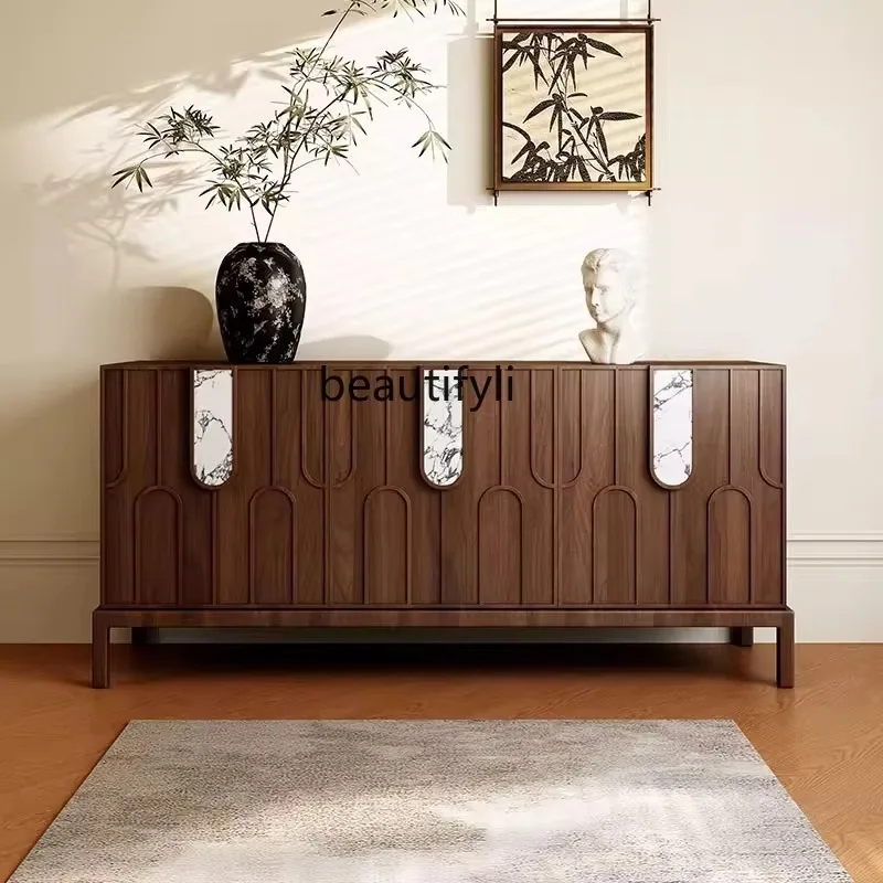 

D2520 Vintage Style Solid Wood Entryway Cabinet Living Room Retro Decorative Cabinet Modern Villa Wall-Mounted Luxury Stone Side