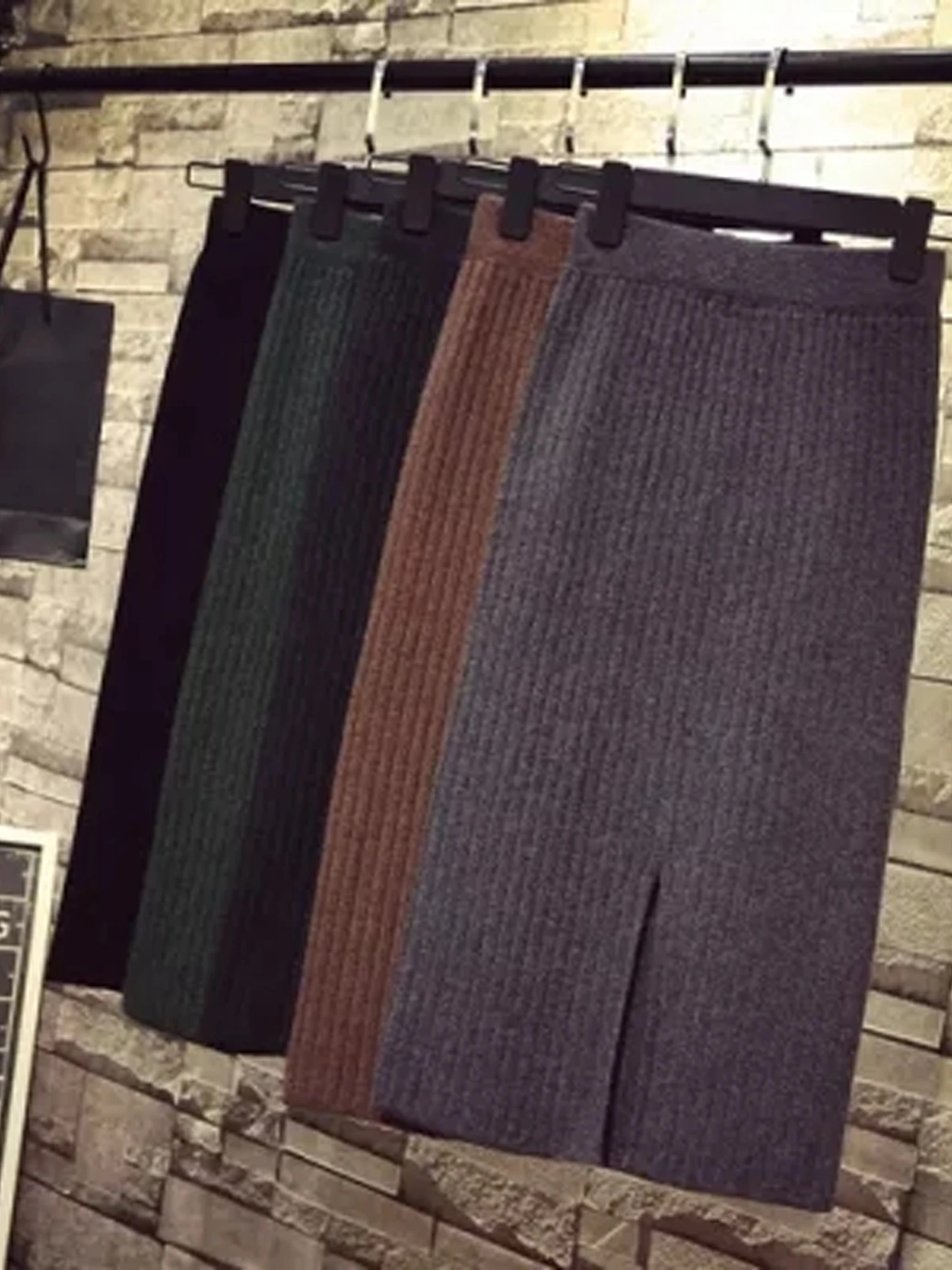High Waist Knitted Mid-Length A-Line Skirt for Women Fashionable Slit One-Step Skirt Slimming Business Casual City Commute