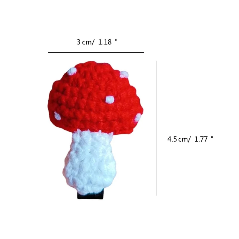 F42F Handmade Crochet Mushroom Hair Clip Headwear Sweet Cute Knitted Hairpins Hair Accessories Party Supplies for Girls