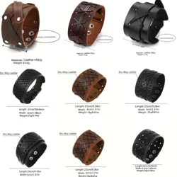 Multi-style Handmade Weave Leather Wide Bracelets For Women /Man Vintage Beads Adjustable Cuff Bracelet