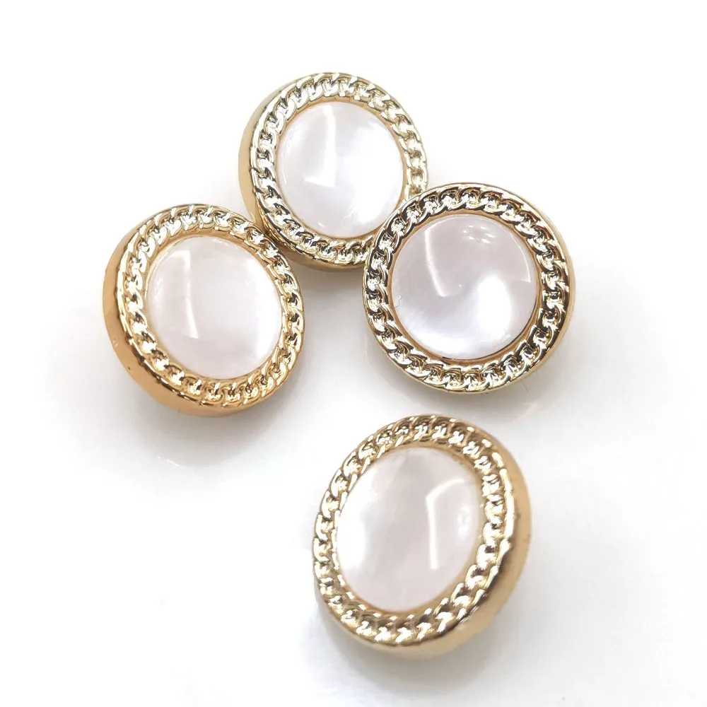 10pcs Fashionable Shank Buttons Opal-like Beautiful Gold Color Round Plastic Buttons Garment Accessories