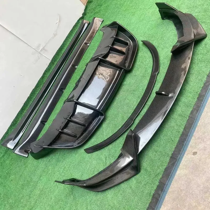 

for Tesla Model Y Body Kit 2020UP AD Style Carbon Fiber Bodykit Front Lip Splitter Side Skirt Rear Diffuser Trunk Spoiler