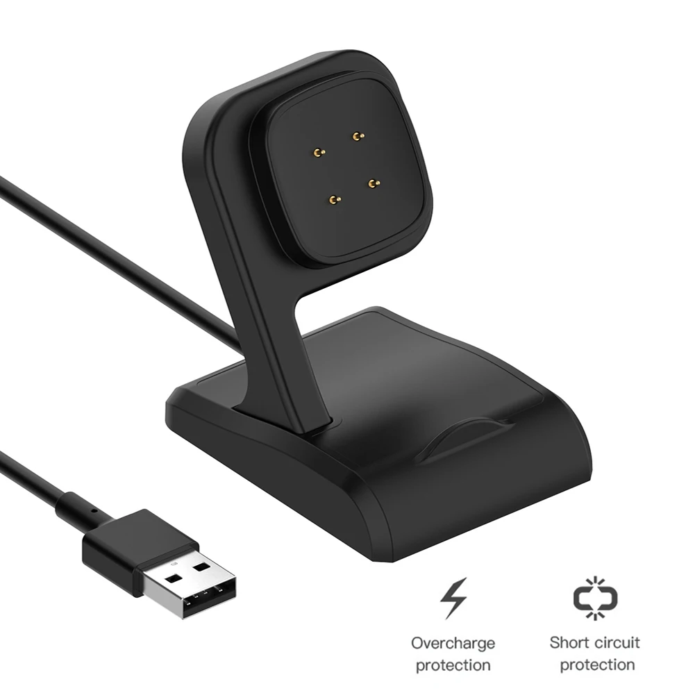 شاحن USB محمول لـ Fitbit Versa 3/Fitbit Sense كابل شحن محطة قاعدة السوار الذكي كابل شحن بديل