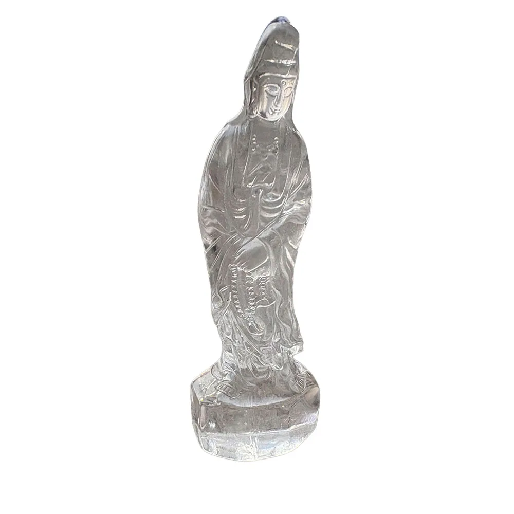 Custom Handcrafted Natural White Crystal Guan Yin Figurine - Cute Gemstone Goddess Statue Collectible Home Decor