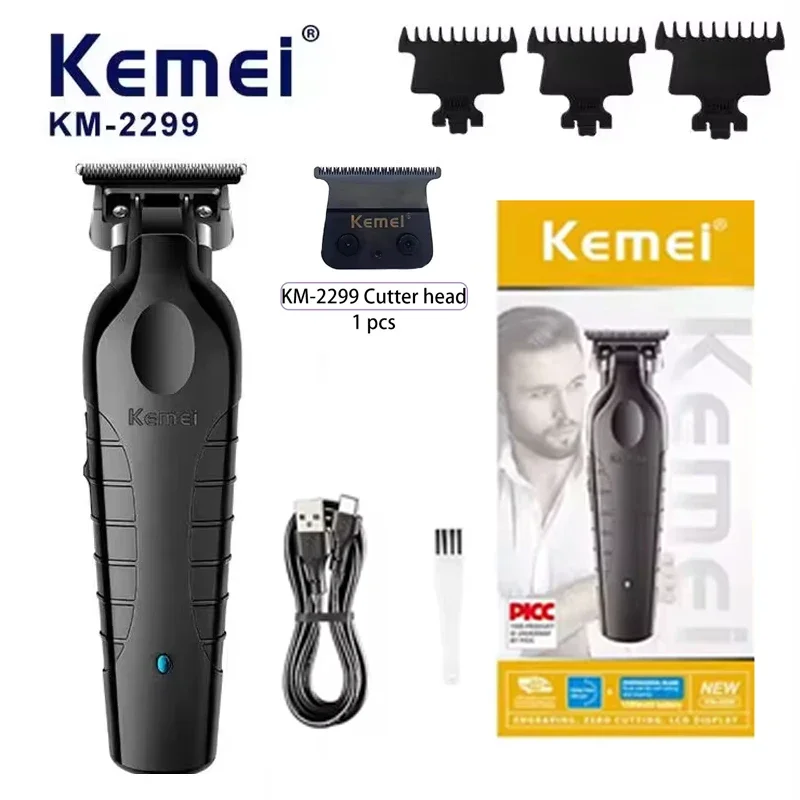 KeMei KM-2299 Máquina de cortar cabelo profissional sem fio 1200mAh Máquina de cortar cabelo elétrica com carregamento USB Máquina de cortar cabelo