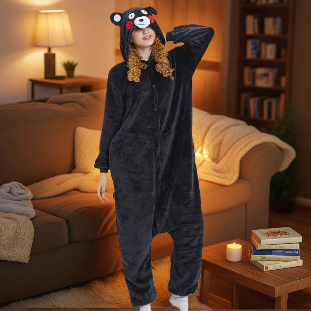 

Kumamon Bear Kigurumis аниме комбинезоны для женщин и мужчин комбинезоны забавная одежда для сна для взрослых зимние пижамы праздничный наряд костюмы животных