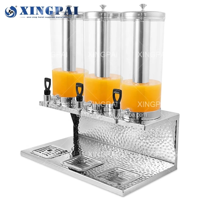 XINGPAI Factory Wholesale New Design Silver Juice Dispenser 3 Tank Hotel Catering Commercial Beverage Dispenser Juice Dispenser