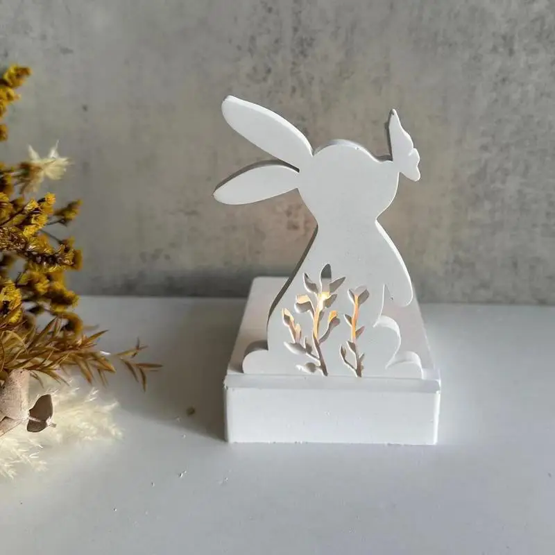Easter Rabbit Candle Holder Silicone Mold Rabbit Kiss Butterfly Candlestick Mould DIY Aromatherapy Gypsum Decoration Mould