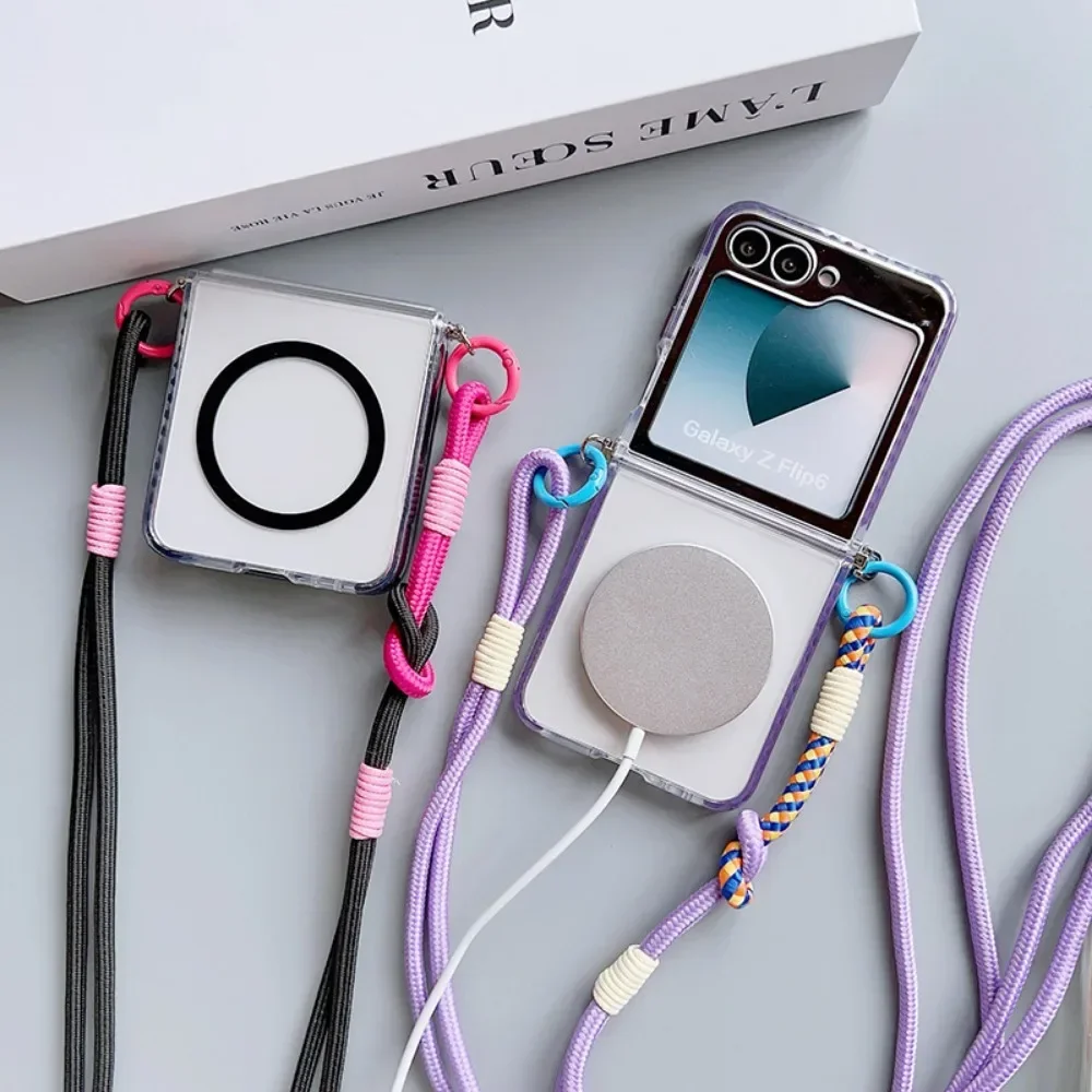 Magsafe Magnetisches Crossbody-Lanyard-Handyhülle für Samsung Galaxy Z Flip 8 7 fe 6 5 4 3 Flip7 Flip8 Flip7 Transparente Hülle – Detail 3