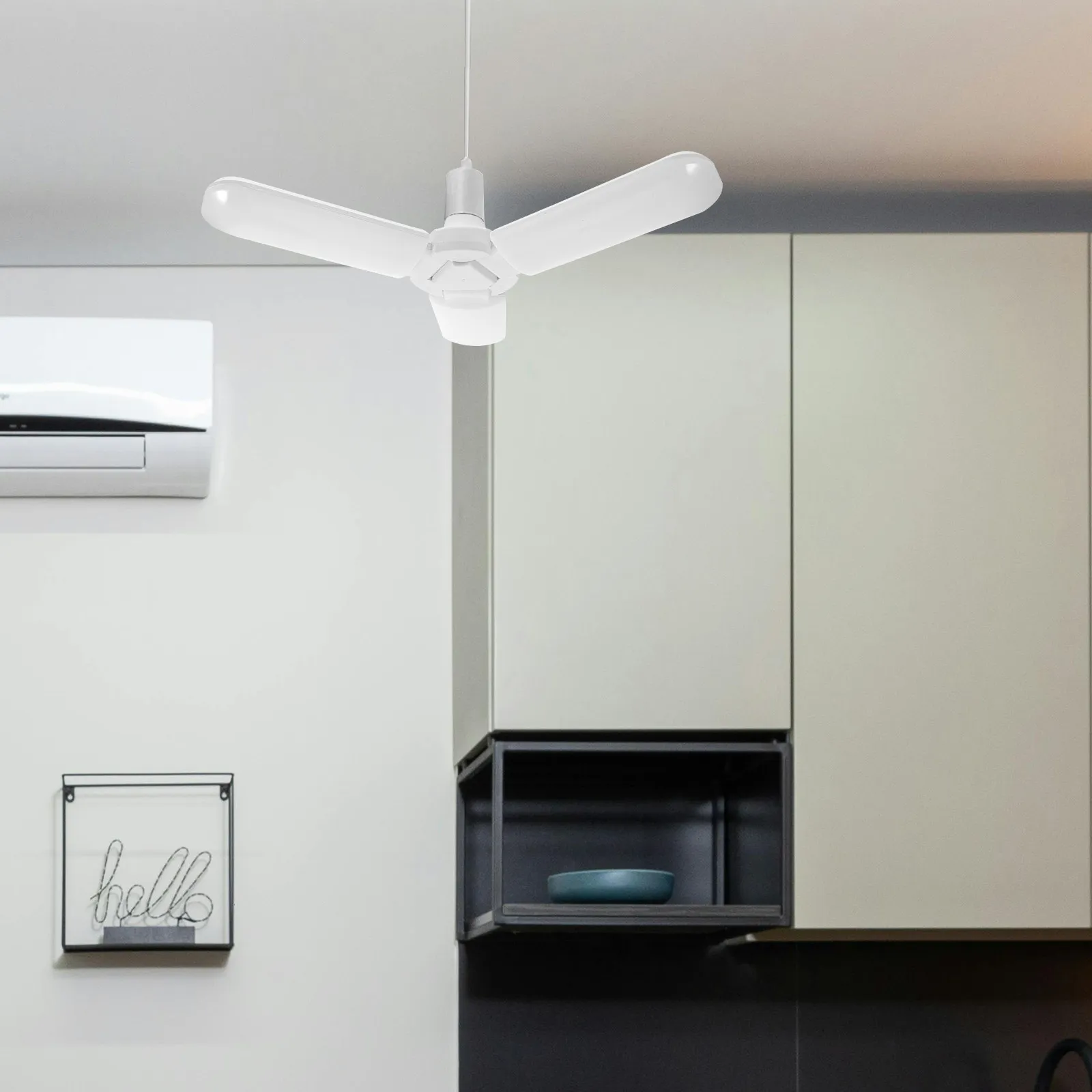 

Складная светодиодная лампа E27 с тремя панелями для гаража, регулируемые панели для освещения потолка мастерской и гаража, тройная складная светодиодная лампа