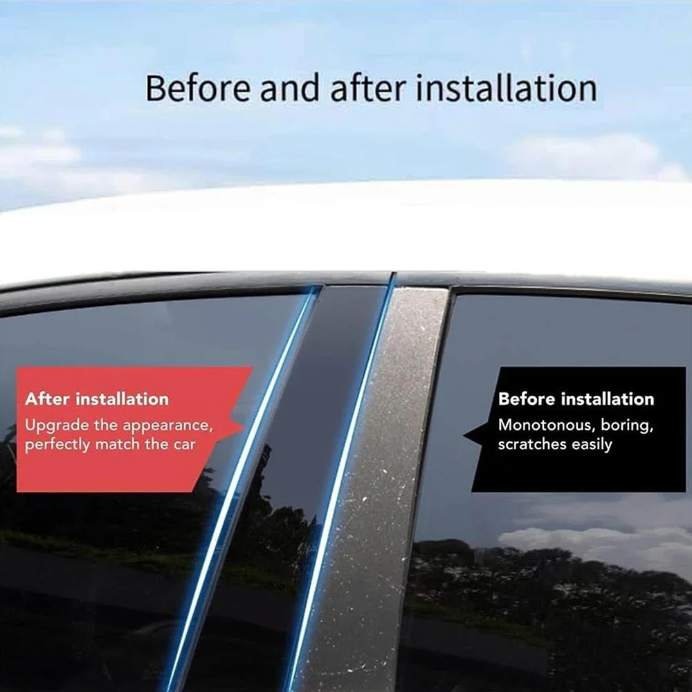 Carbon Fiber Texture B Pillar Sticker For Mercedes-Benz E-Class W211 2003 2004-2009 PC Anti Scratch Car Exterior Accessories