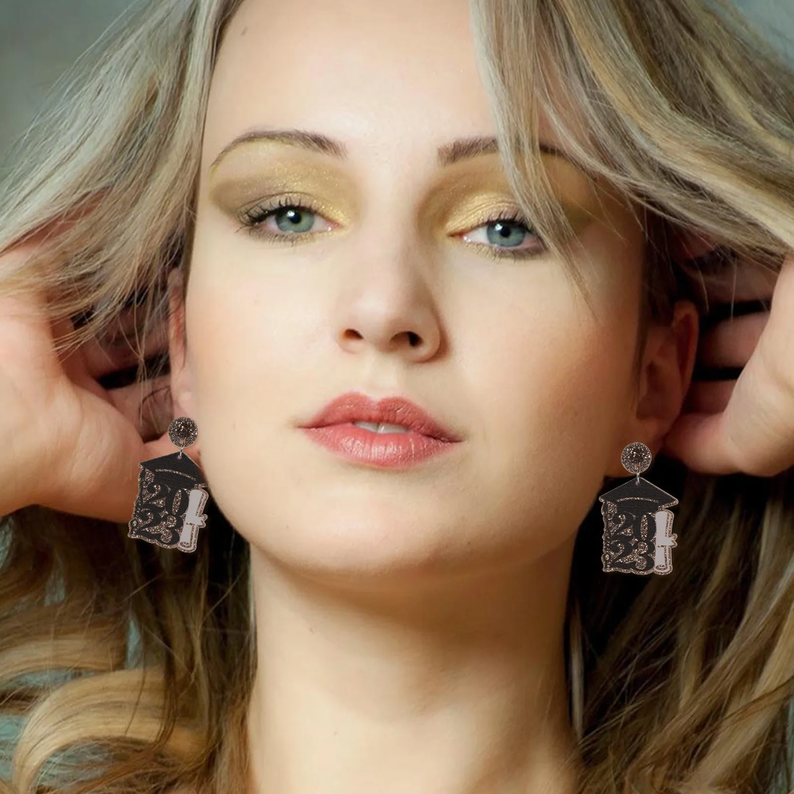 

1Pair Acrylic Earrings Graduation Theme Eyecatching Design Graduation Gift for Her Dangle Earrings Ear Pendant