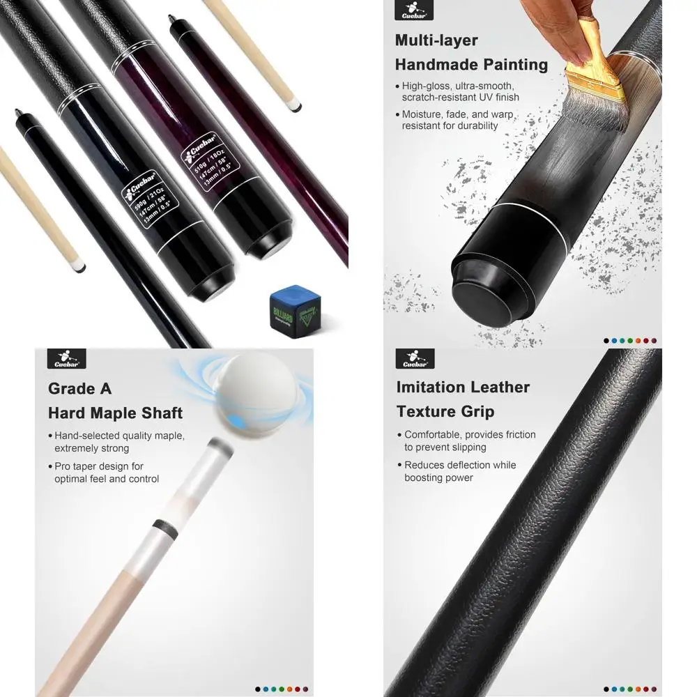 

Adults Pool Cues Set - 2 Premium Billiard Sticks with 13mm Tips and Imitation Leather Grips, Ideal for Skilled Players