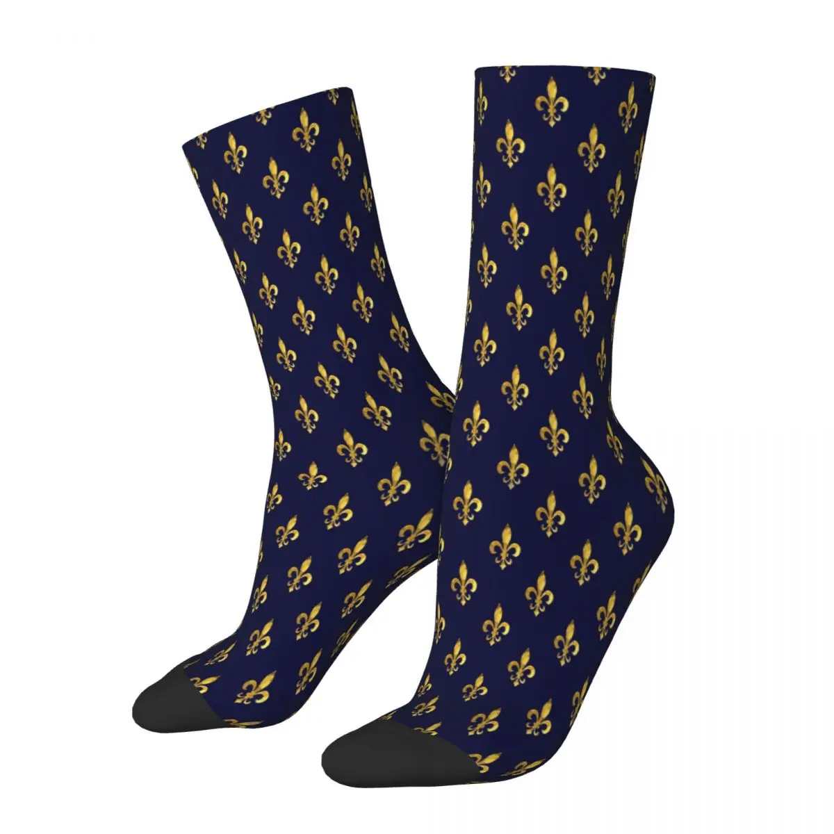 Gold Fleur De Lis Fleur De Lis Lily Flower Florence Socks Male Mens Women Autumn Stockings Hip Hop