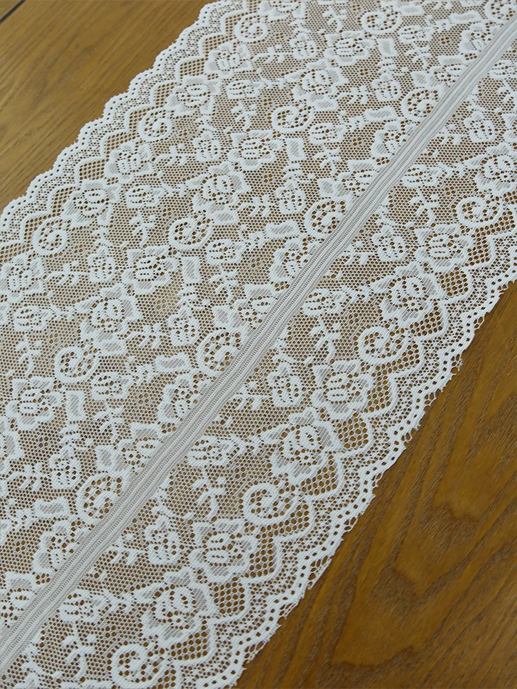 White small rose lace table flag with rustic romantic style suitable for living room dining table