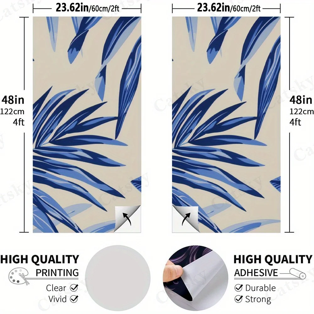 ملصق أوراق استوائية زرقاء، شارات رمل من الفينيل المسطح ثنائية الأبعاد - صديقة للميزانية وقيمة عالية، خالية من الفقاعات وسهلة اللصق، وات #2