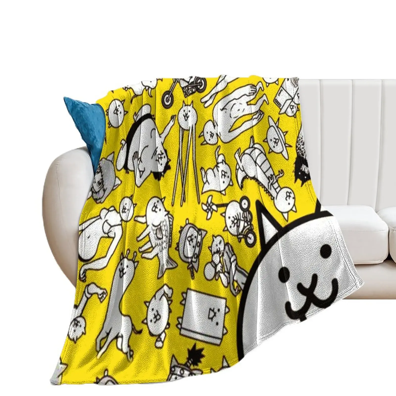 Battle Cats Throw Blanket anime Decorative Sofa Blankets