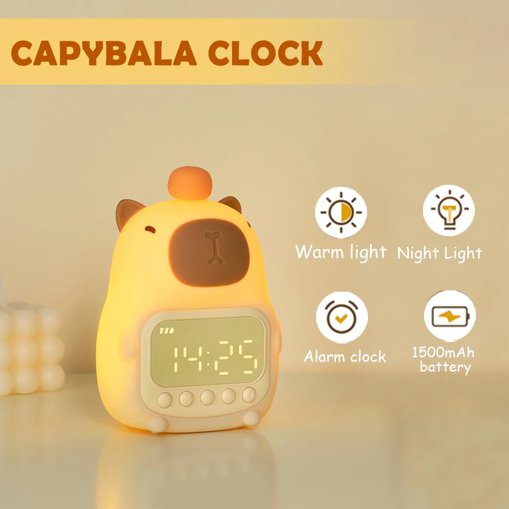 Capybara Night Light Cute Animal Silicone Nursery Nightlights Rechargeable Bedside Table Lamp with Touch Sensor for Kids Bedroom