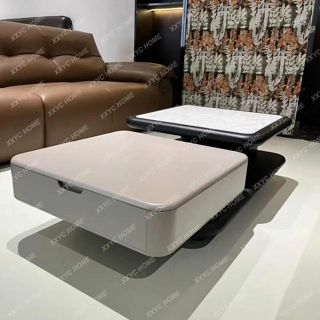 

JJJJСовременный светлый роскошный мраморный журнальный столик для гостиной, бытовой вращающийся журнальный столик из цельного дерева