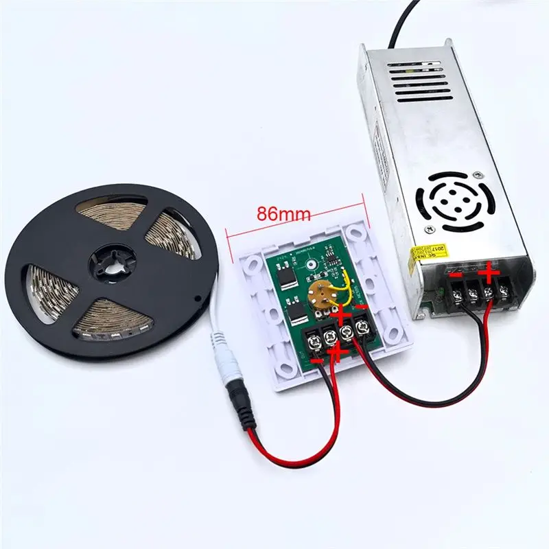 สวิตช์หรี่ไฟ LED 86 ประเภทไฟติดผนังตัวควบคุมความสว่างแบบปรับได้ปุ่มหมุนแถบไฟ LED