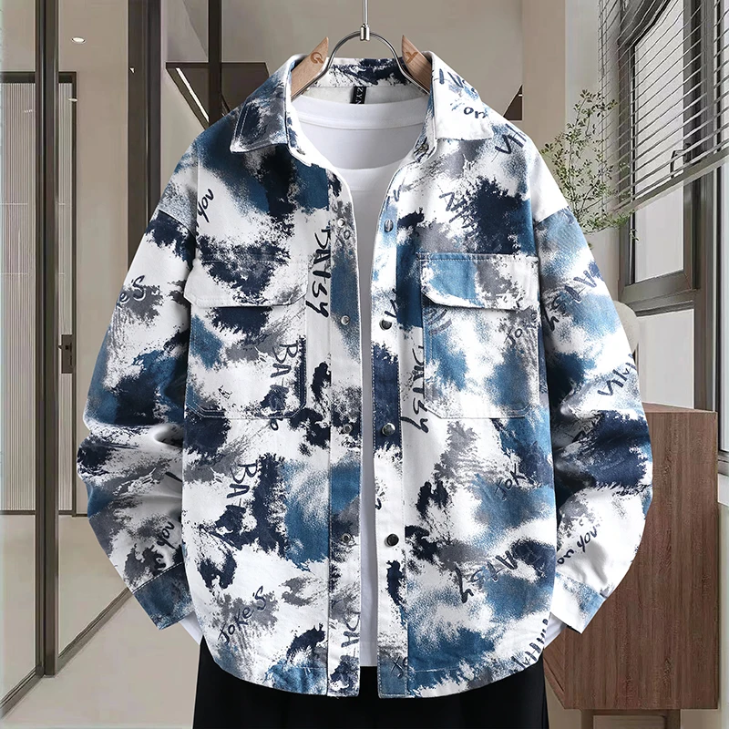 

Корейская модная джинсовая рубашка с воротником в стиле High Street для подростков, универсальная верхняя одежда с длинными рукавами для молодежи, весенне-осенняя коллекция