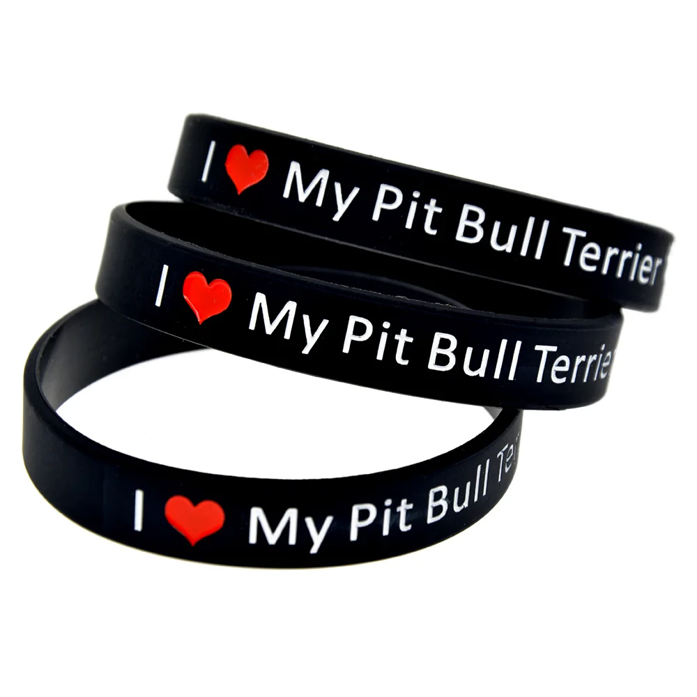 1 Stück „Ich liebe meinen Pitbullterrier“-Armband aus Silikonkautschuk, Hunde-Motiv, motivierendes Armband, schwarz. – Detail 3
