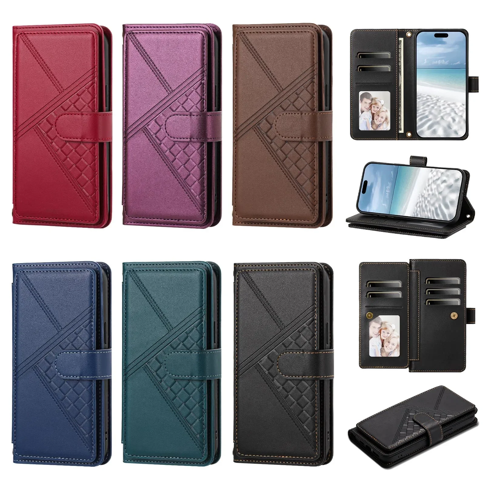 Wrist Strap PU Leather Zipper Wallet Phone Case For Samsung Galaxy S26 S25 Plus S24 FE S23 Ultra S22 A27 A37 A57 A17 A26 Cover
