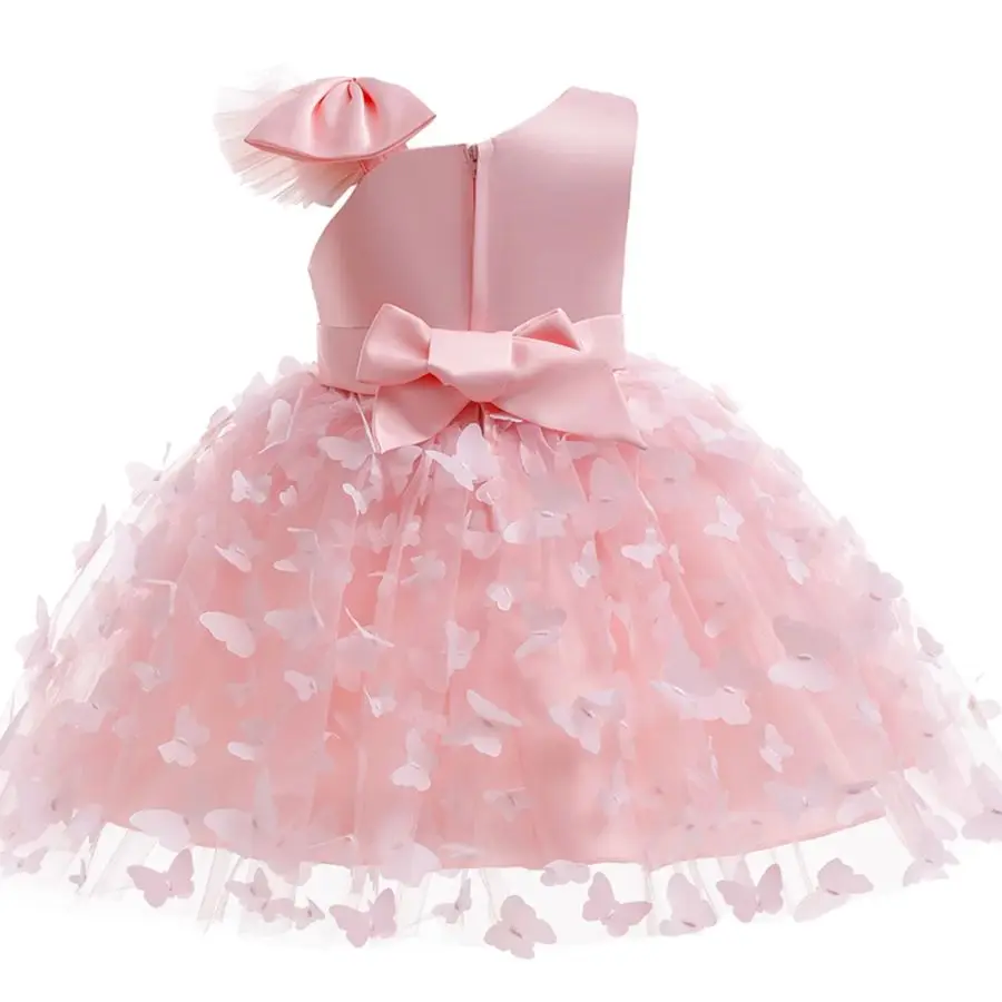 Baby Princess Dress Bowknot Butterfly Tutu Dress+Headband Toddler Girls Flower Elegant Clothes For Wedding Birthday 3-24 Months