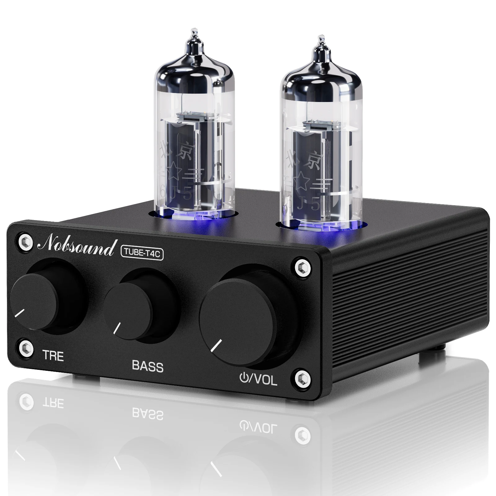 Douk Audio TUBE-T4C HiFi-Ventil-Röhrenvorverstärker, Stereo-Audio-Vorverstärker mit Klangregelung, Höhen und Bässe – Detail 1
