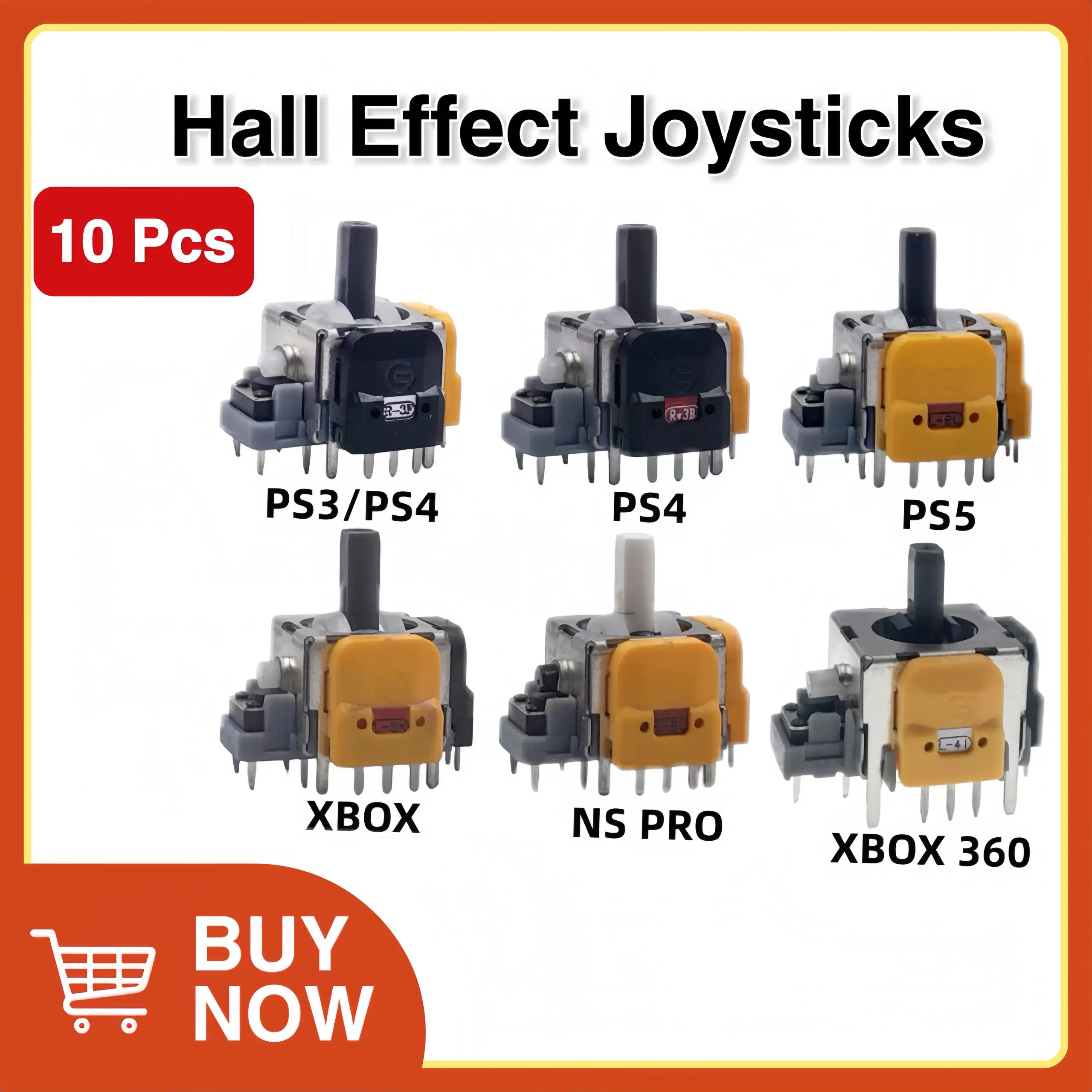 10 قطعة عصا التحكم الكهرومغناطيسية بتأثير القاعة لـ PS5/PS4/Xbox One/Series تحكم ثلاثية الأبعاد وحدة استشعار عصا تناظرية إصلاح