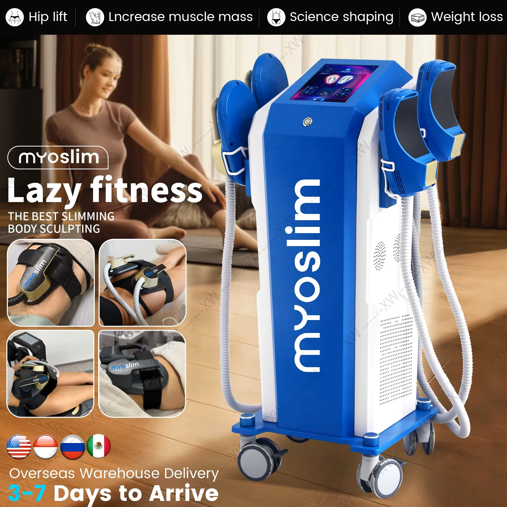 Professional EMS/myoslim RF Ultra PRO 6500W Machine EMS Body Sculpting Machine S Muscle Stimulation Slimming